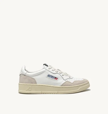 SNEAKERS MEDALIST LOW IN PELLE BIANCA E SUEDE BEIG LS33