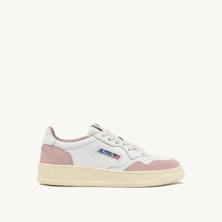 SNEAKERS MEDALIST LOW IN PELLE E SUEDE COLORE BIANCO E POWDER