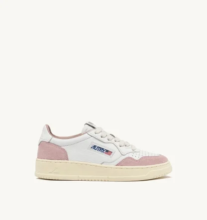 SNEAKERS MEDALIST LOW IN PELLE E SUEDE COLORE BIANCO E POWDER