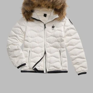 Blauer PIUMINO CON BORDO IN PELLICCIA ALDIE  Bianco Ottico Int. Bianco Ottic0