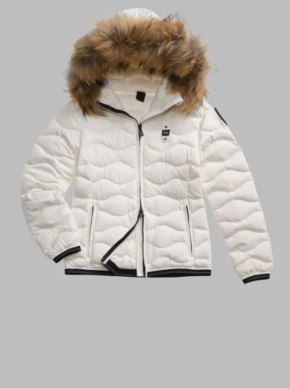 Blauer PIUMINO CON BORDO IN PELLICCIA ALDIE  Bianco Ottico Int. Bianco Ottic0