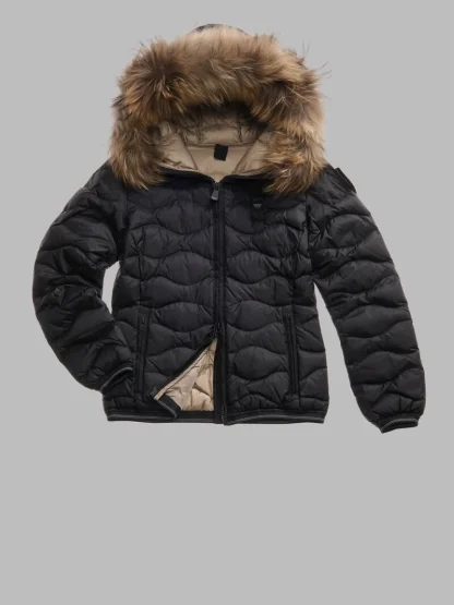 Blauer PIUMINO CON BORDO IN PELLICCIA ALDIE Colore: Nero Int. Beige