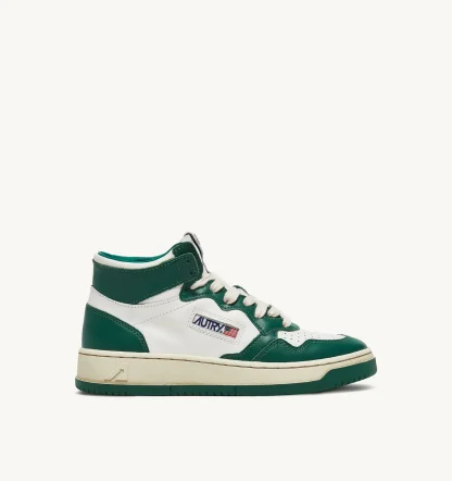 SNEAKERS MEDALIST MID BICOLOR IN PELLE BIANCA E VERDE