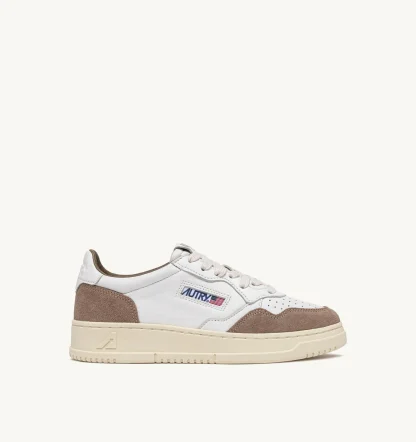 SNEAKERS MEDALIST LOW IN PELLE BIANCA E SUEDE TOBACCO