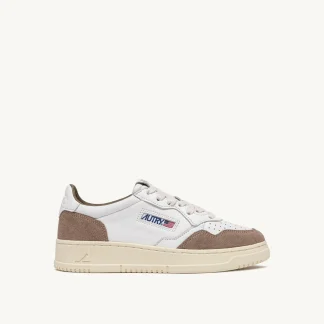 SNEAKERS MEDALIST LOW IN PELLE BIANCA E SUEDE TOBACCO